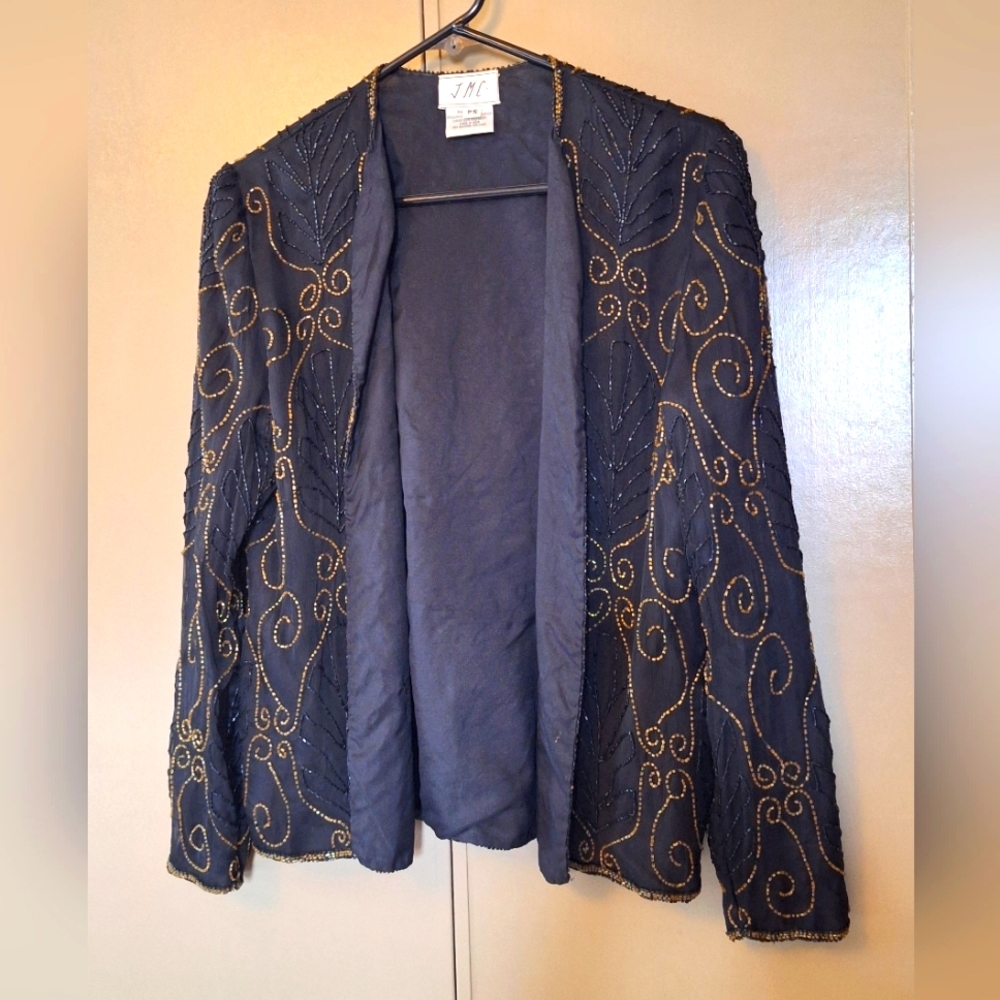 Vintage sequin formal silk jacket